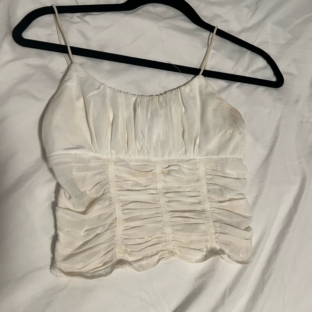 princess polly ruffled white crop top size small